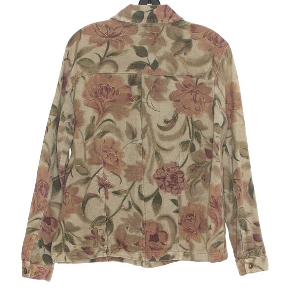 Chicos Top Vintage Tapestry Floral Cottage Academia Prairie Button Up 1 Medium 8 - Picture 2 of 5